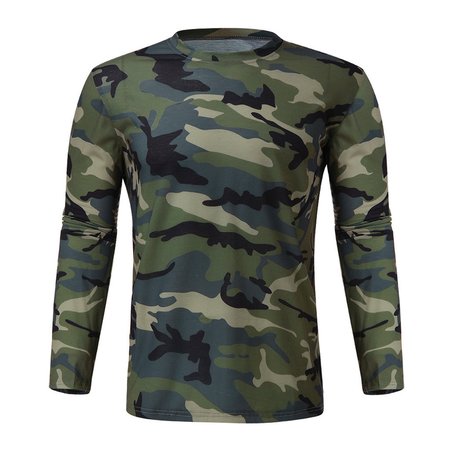 

Men's slim round neck camouflage print T-shirt, Dark green, Men's t-shirts