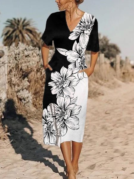 

Floral A-line Weaving Dress, Multicolor, Dresses