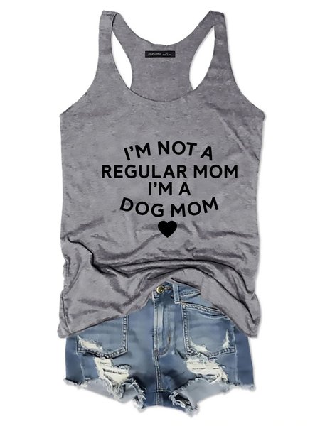 

Dog Mom Graphic Sleeveless Tank Top, Gray, Tank Tops