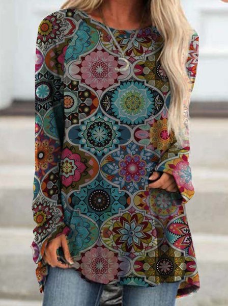 

Boho Long Sleeve T-shirt, Multicolor, T-Shirts