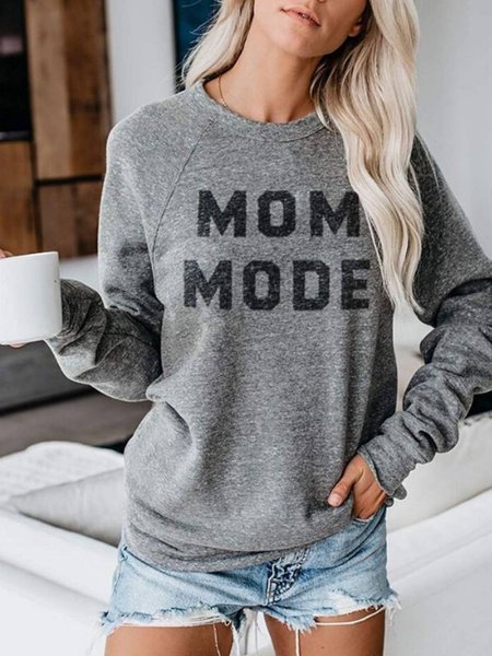 

Casual Letter Long Sleeve Sweatshirt, Gray, Hoodies & Sweatshirts