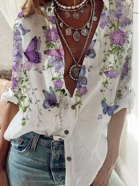 

Long Sleeve Casual Cotton-Blend Shirts & Tops, White, Shirts & Blouses