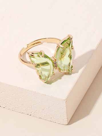

Casual and simple butterfly transparent adjustable acrylic ring, Lightgreen, Rings
