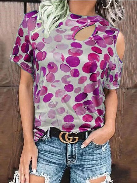 

Printed Holiday Short Sleeve Crew Neck T-shirt, Deep pink, T-Shirts