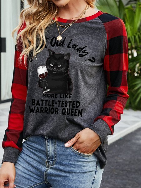 

Sweet Old Lady More Like Battle-Tested Warrior Queen Cotton-Blend Long Sleeve Sweatshirt, Gray, Hoodies&Sweatshirts