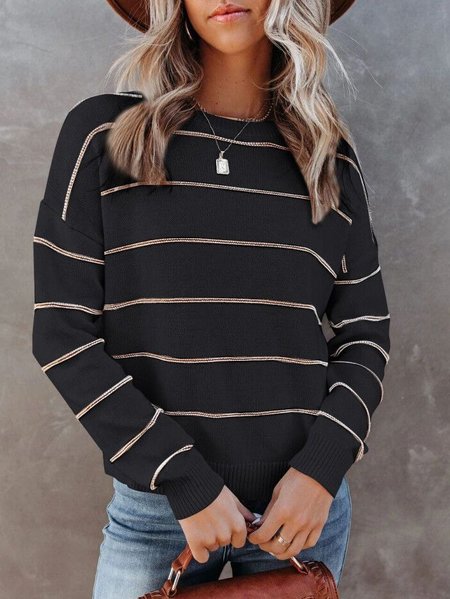 

Long Sleeve Shift Work Sweater, Black, Sweaters & Cardigans