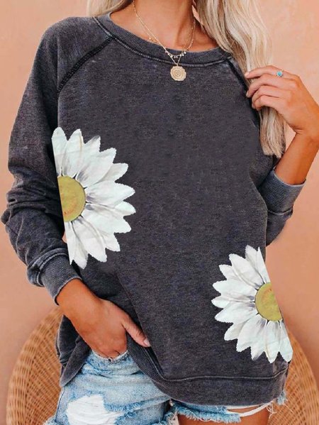 

Long Sleeve Cotton-Blend Sweatshirt, Deep gray, Hoodies & Sweatshirts