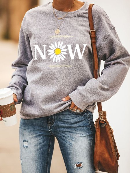 

Yesterday Now Tomorrow Daisy Women‘s Casual Long Sleeve Sweatshirt, Gray, Hoodies&Sweatshirts