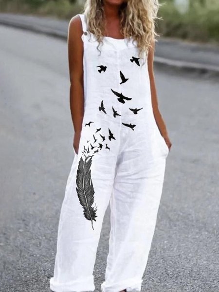 

Vintage Senza Maniche Stampata Floreale Casuale Tuta, Colore 5, Jumpsuits