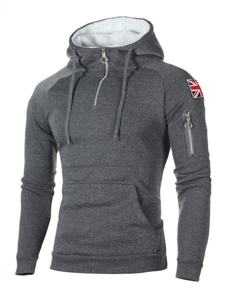 

Fleece Casual Solid Hoodie Sweatshirt, Deep gray, Hoodies&Sweatshirts