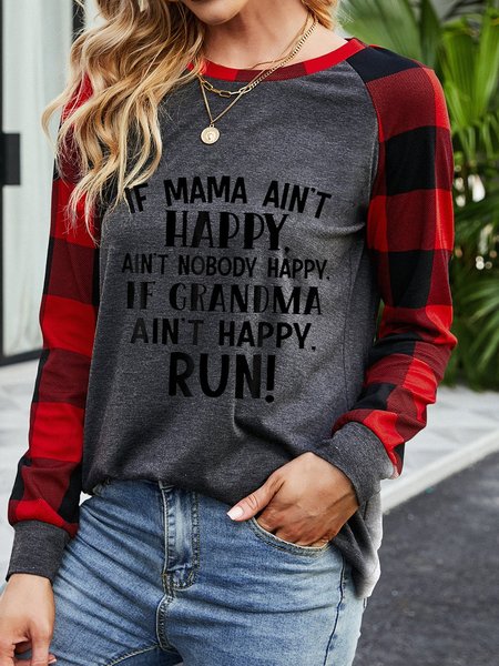 

If Mama Aint Happy Aint Nobody Happy Sweatshirt Mama Grandma Funny Saying Top, Gray, Long sleeves