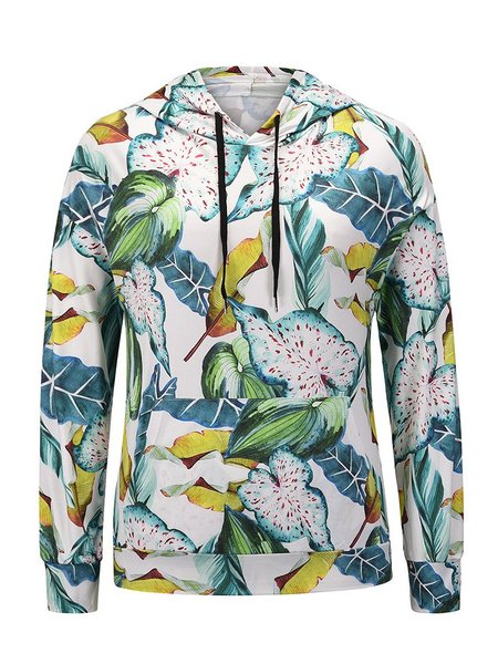 

Long Sleeve Shift Printed Hoodie Hoodies & Sweatshirts, Green, Hoodies & Sweatshirts