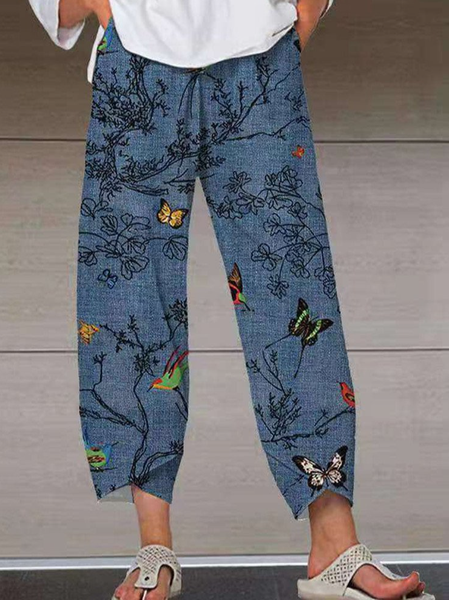 

Floral Pants, Blue, Pants