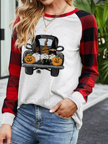 

Halloween Truck Graphic Long Sleeve Casual Sweatshirt, White, Hoodies&Sweatshirts