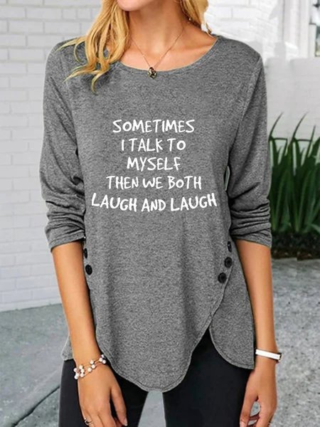 

Maniche Lunghe Girocollo taglia grande Stampato Top Maglietta, Grigio, T-Shirts