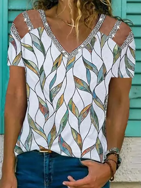 

Plus size Casual Printed T-shirt, White, Tops