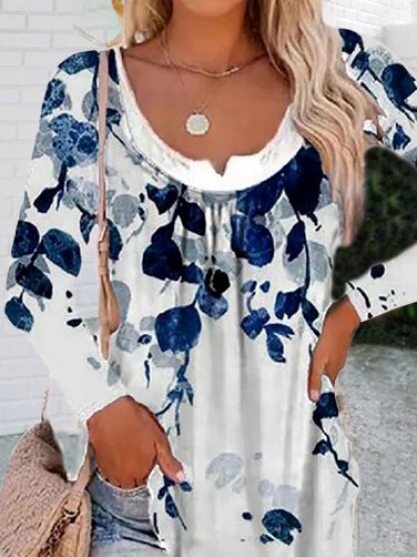 

Casual Shift Shirts & Tops, White-blue, Tees & T-shirts