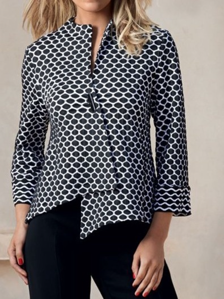 

Spring Fall Crew Neck A-Line 3/4 Sleeve Simple Daily Outerwear, As picture, Blouses and Shirts