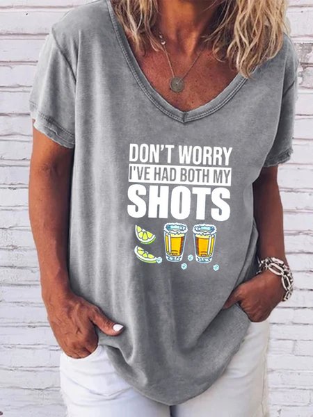 

Maniche Corte Scollo a V taglia grande Stampato Top Maglietta, Grigio, T-Shirts