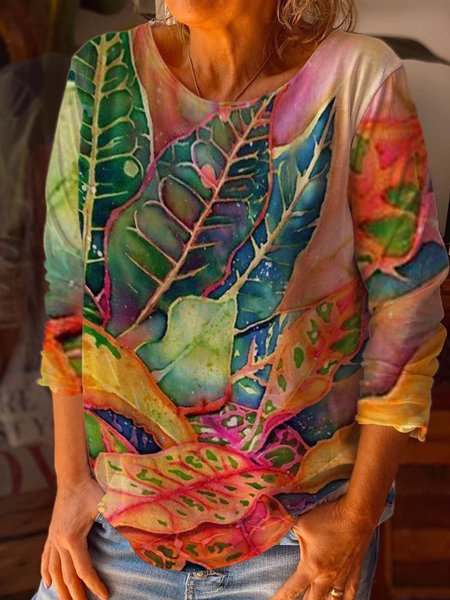 

Maniche Lunghe Stampato Casuale Camicie & Top, Multicolore, Blouses & Shirts