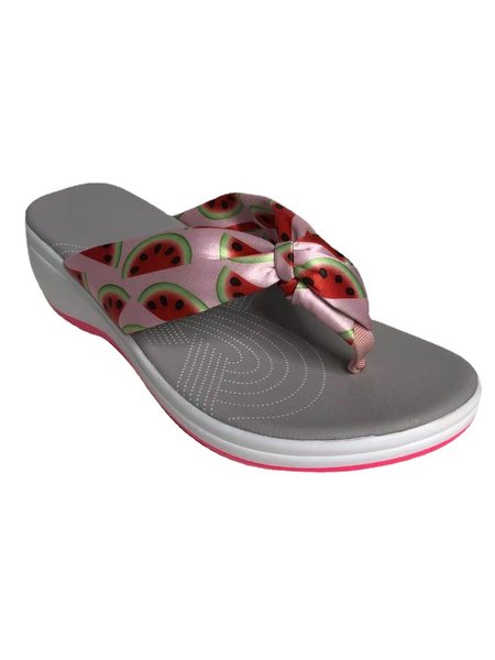 

Summer Watermelon Graphic Flip-flops, Pink, Sandals