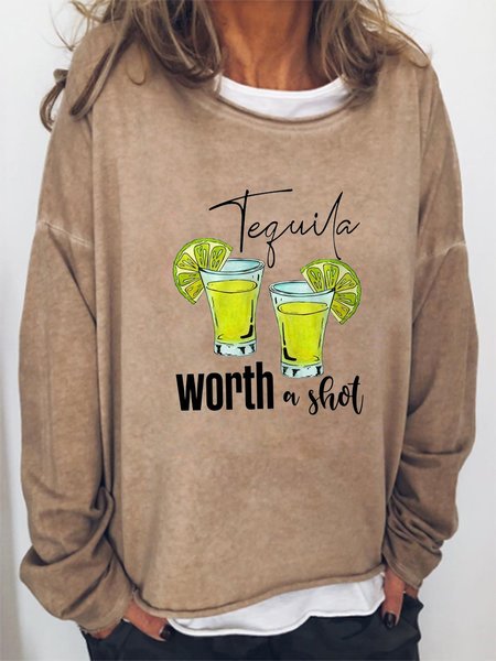 

TEQUILA WORTH A SHOT Sweatshirt, Light brown, Hoodies&Sweatshirts