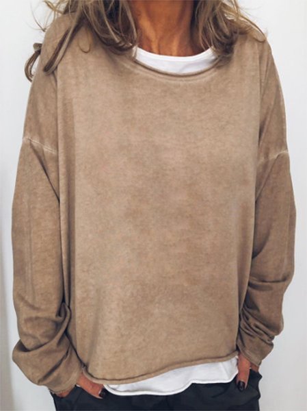 

Women's Crew Neck Long Sleeve Sweatshirt, Light brown, Hoodies&Sweatshirts