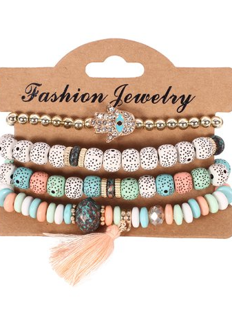 

Vintage imitation Bodhi beads, ethnic characteristics, a set of bracelets, Flower, Accessories