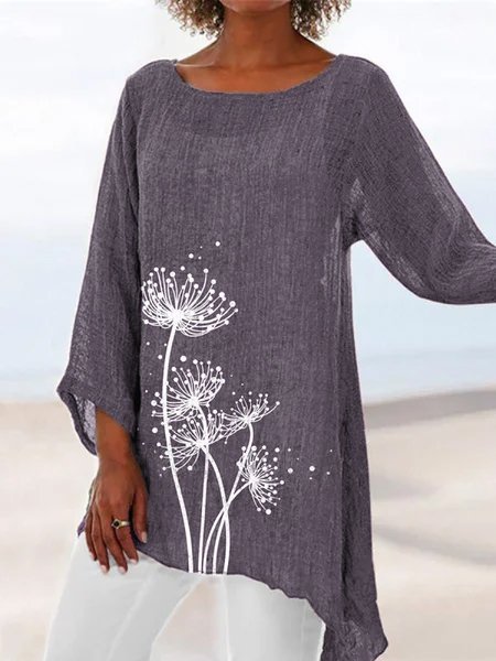 

JFN Round Neck Dandelion Vacation Tunic Tops, Purple, Shirts & Blouses