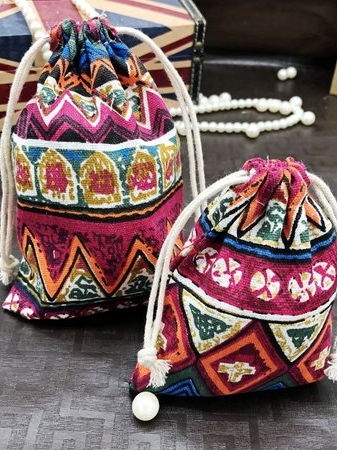 

Zolucky Vintage Bohemian Burlap Bags with Drawstring Gift bags, Red, Storage