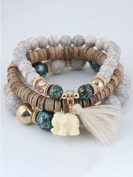 

Lega Vintage Bohemian Perline nappa Braccialetto, Beige, Jewelry