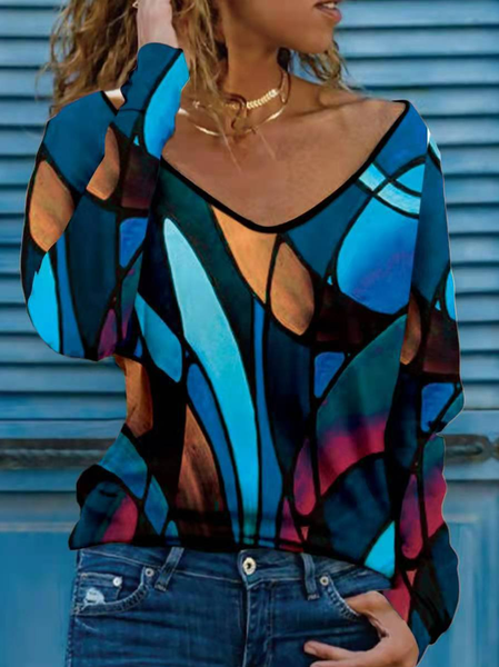 

Long Sleeve Casual Cotton-Blend Shirts & Tops, Blue, Tees & T-shirts