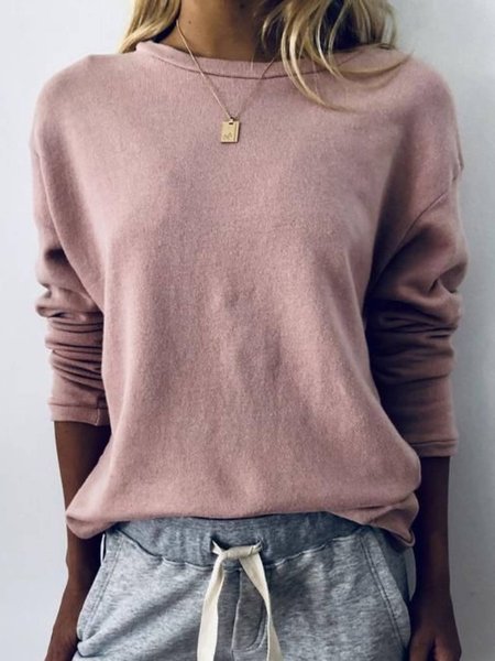 

Casuale Maniche Lunghe Girocollo Camicie & Top, Rosa polveroso, Blouses & Shirts