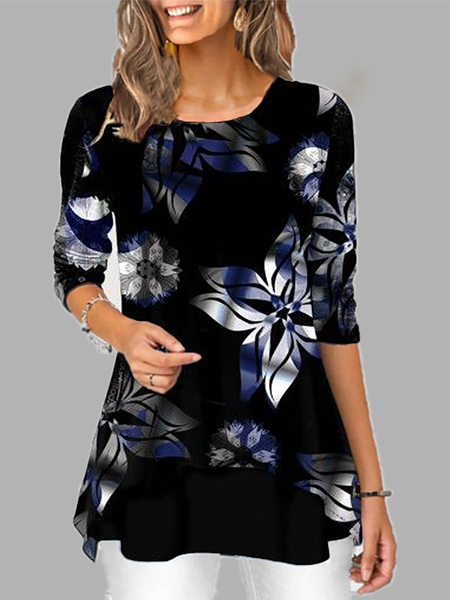 

Floreale Casuale Camicie & Top, Nero, Blouses & Shirts