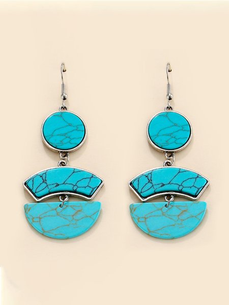 

Geometric Semicircle Turquoise Earrings, Silver, Earrings