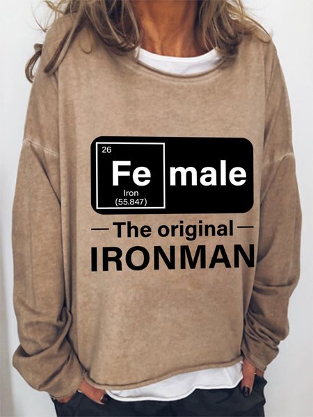 

Female The Original Ironman Long Sleeve Crew Neck Cotton-Blend Sweatshirt, Light brown, Hoodies&Sweatshirts