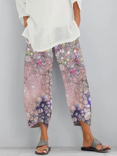 

Casual Plus Size Printed Pants, Purple, Pants