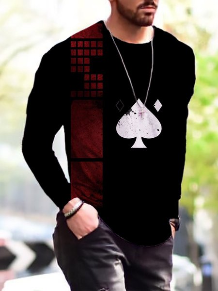 

Men's casual printed long-sleeved T-shirt, Men's t-shirts