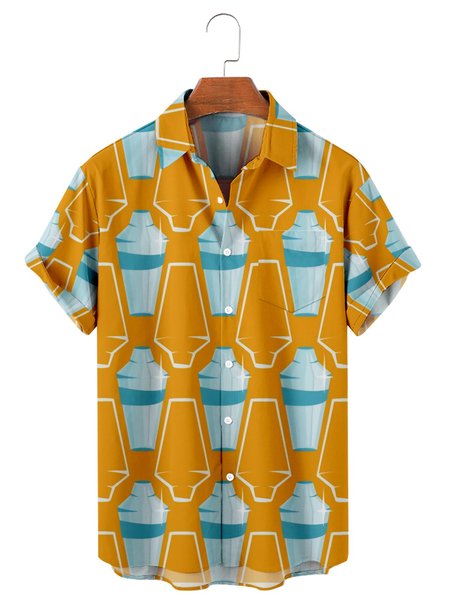 

Simple Shirt Collar Pockets Shirts & Tops, Yellow, Men's Floral shirt