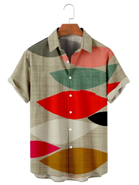 

Geometric Shirt Collar Shirts & Tops, Gray, Men's Floral shirt