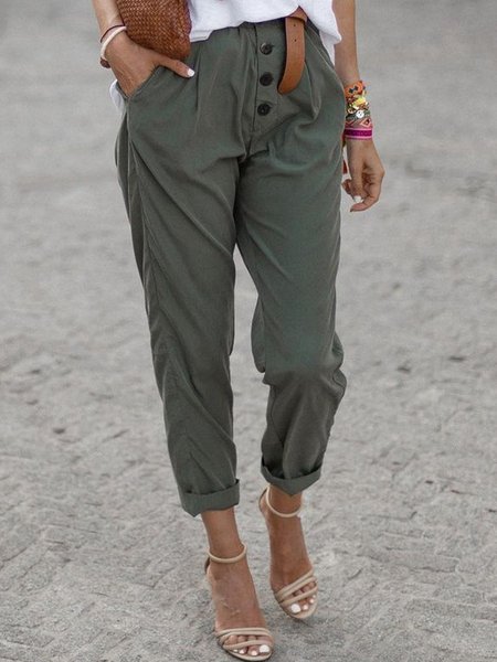 

Casual Cotton-Blend Pants, Olive green, Pants
