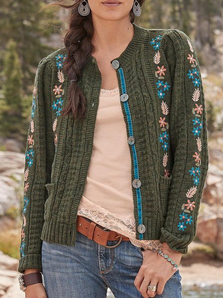 

Shift Acrylic Long Sleeve Vintage Outerwear, Green, Outerwear