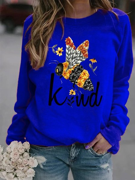 

Girocollo Maniche Lunghe Stampato Casuale Felpa, Blu, Hoodies & Sweatshirts
