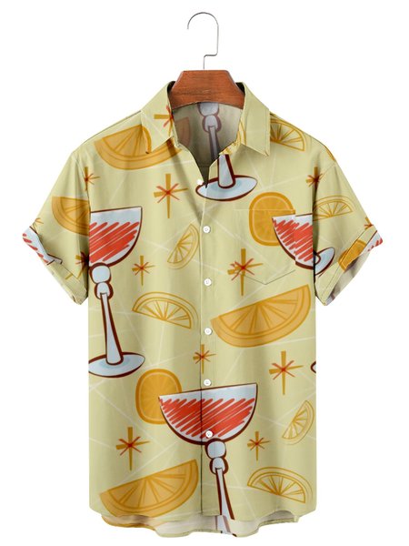 

Casual Pockets Shirts & Tops, Yellow, Men's Floral shirt