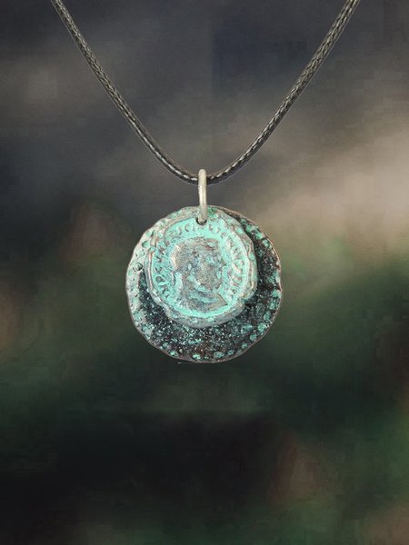 Braided Rope Alloy Coin Necklace, As picture, Necklaces