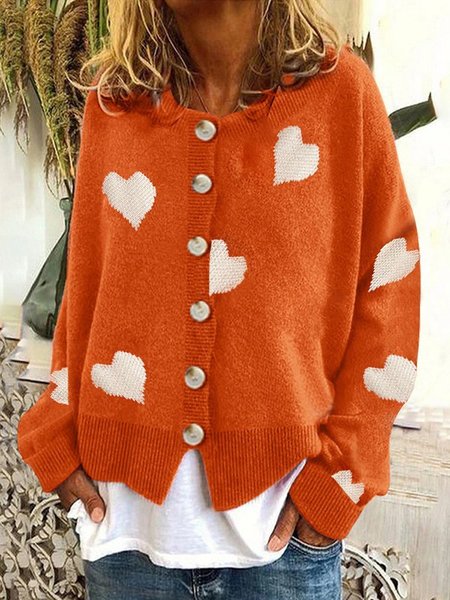 

Giubbotto Maniche Lunghe Stampato Casuale Girocollo, Arancia, Sweater