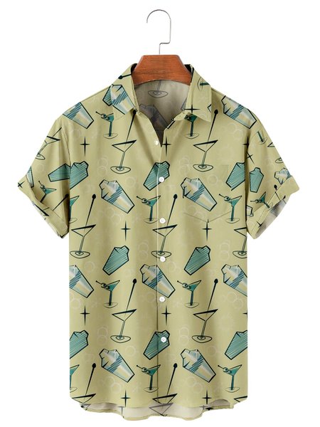 

Pockets Shirt Collar Shirts & Tops, Yellow, Men's Floral shirt