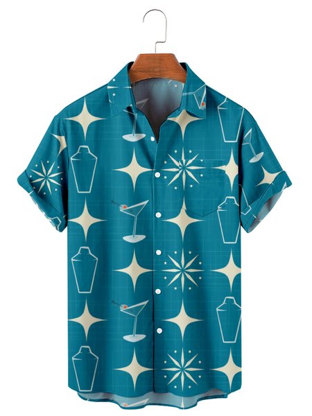 

Pockets Shirt Collar Vintage Shirts & Tops, Blue, Shirts ＆ Blouse