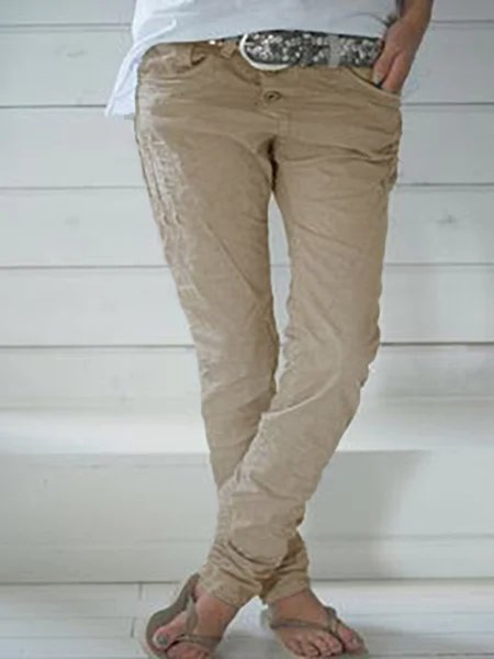 

Solido Tinta unita Casuale Misto Cotone Pantaloni, Cachi, Pants
