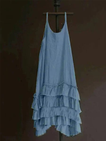 

Casuale senza maniche Girocollo taglia grande Gonna, Blu, Casual Dresses